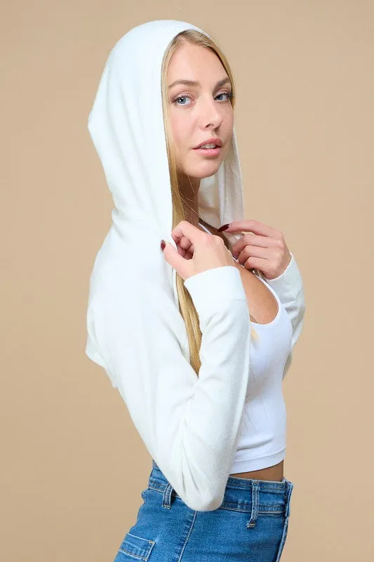 Micro Hoodie Soft Cardigan