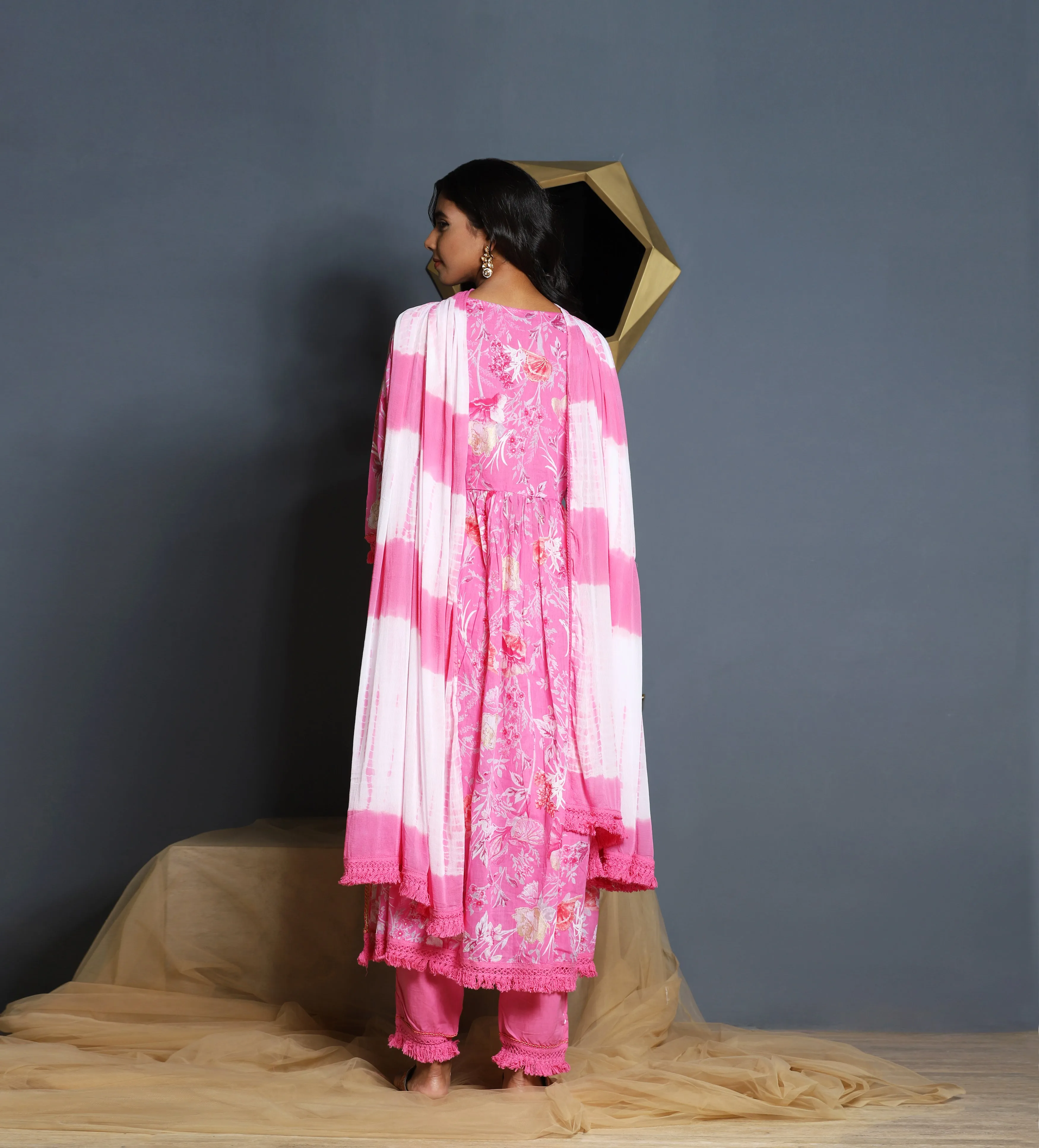 Mul Cotton Kurta with Chiffon Dupatta