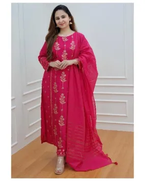 Pink Gold Cotton Salwar Suit