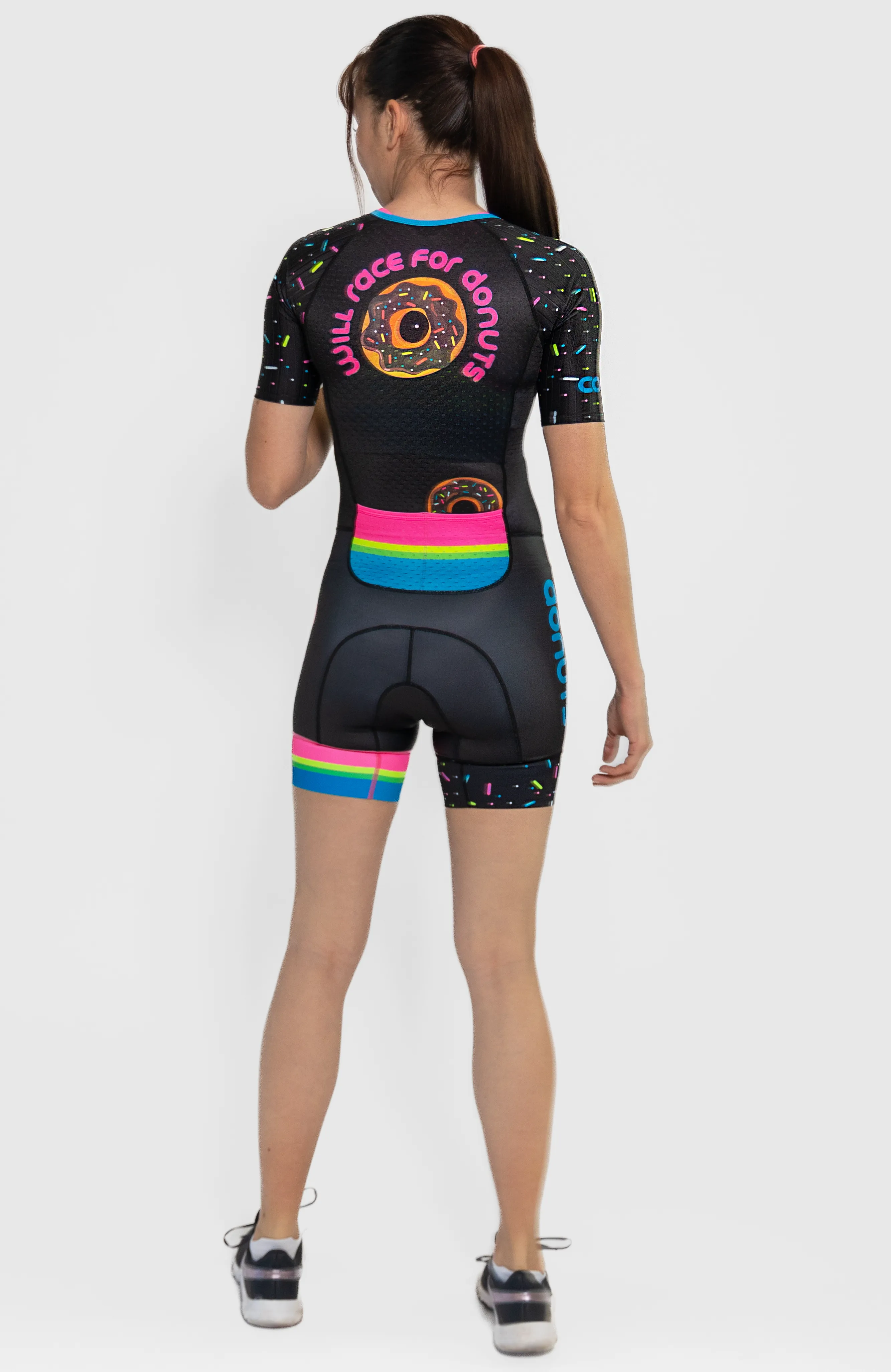 Powered By Donuts Women's Sleeved One Piece Triathlon Suit