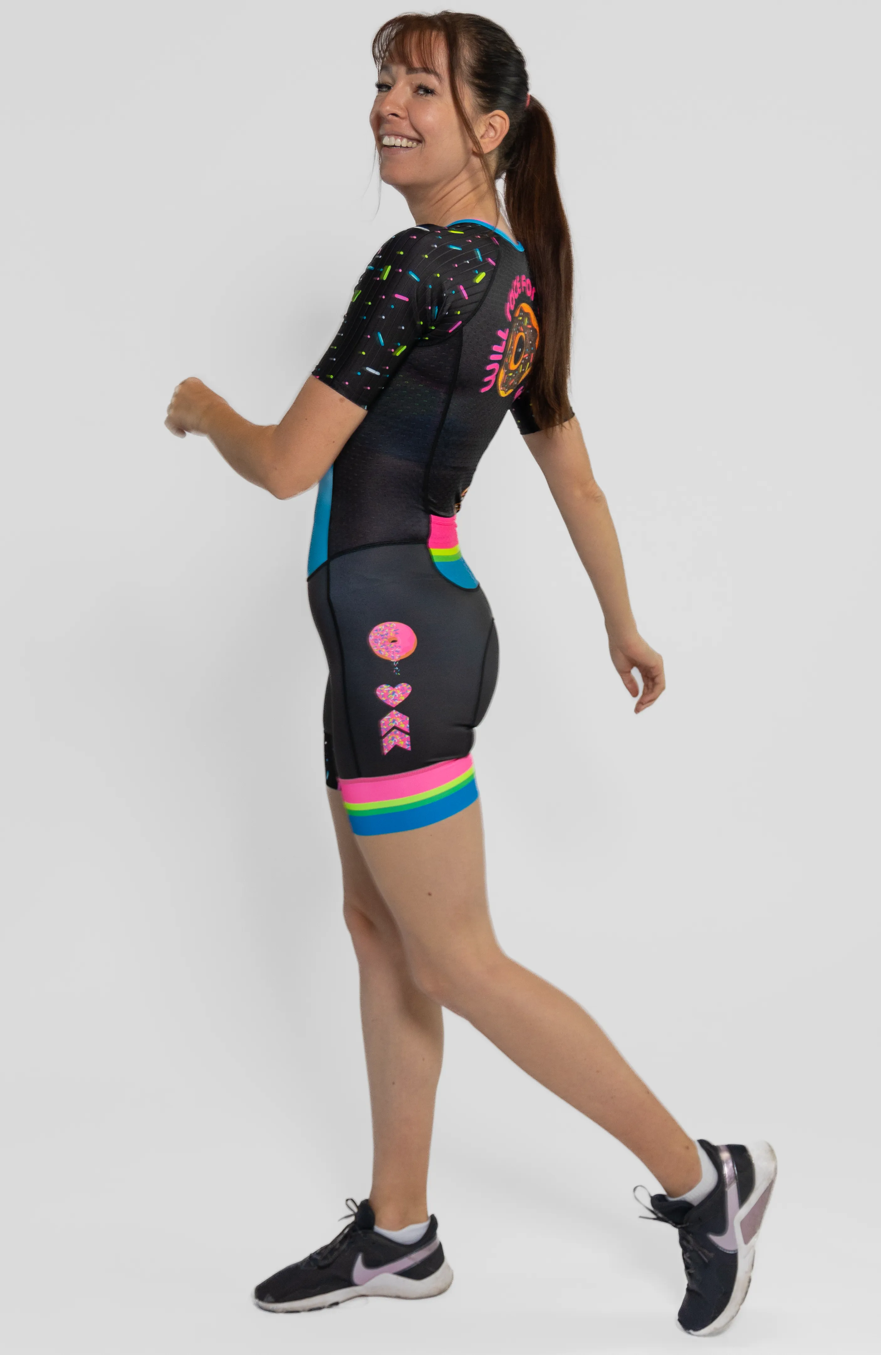 Powered By Donuts Women's Sleeved One Piece Triathlon Suit