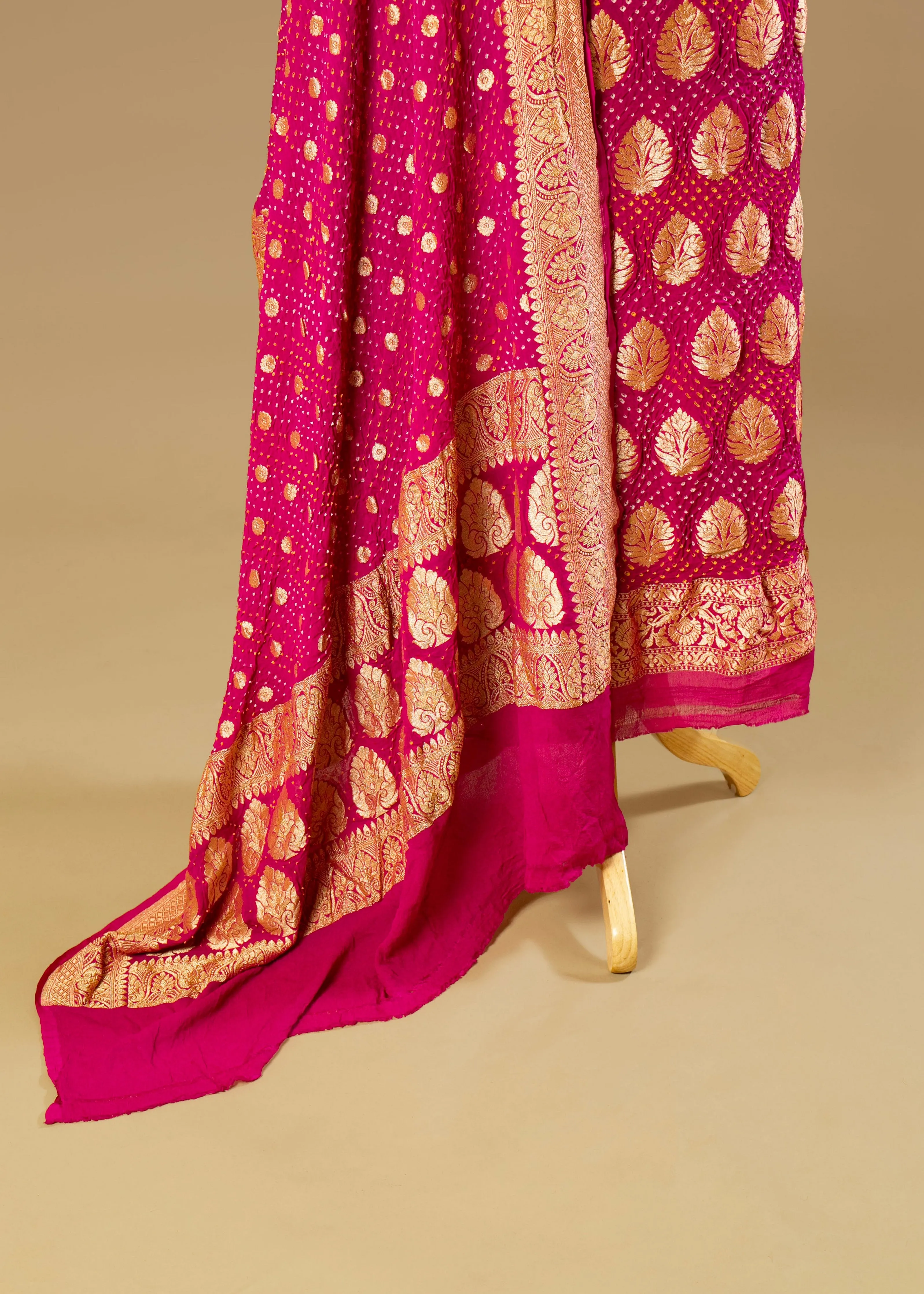 Pure Georgette Magenta Pink Bandhani Suit