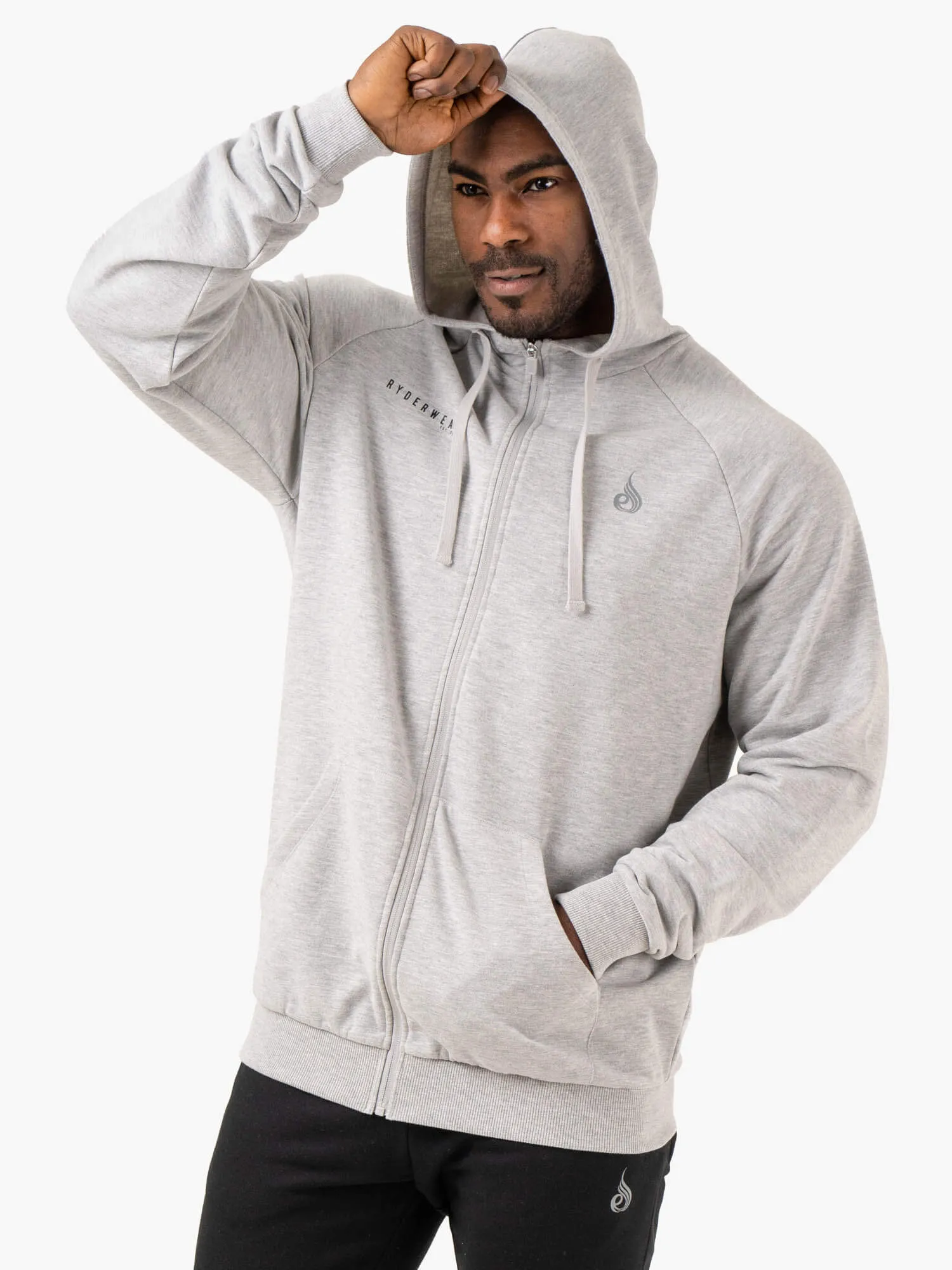 Pursuit Zip Up Hoodie - Light Grey Marl