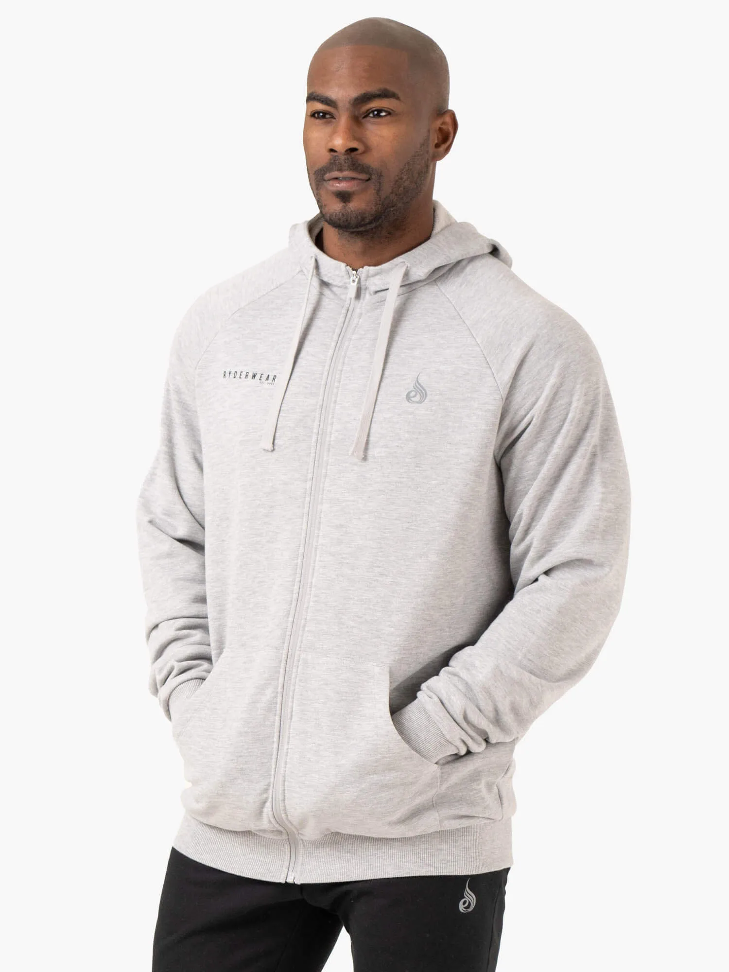 Pursuit Zip Up Hoodie - Light Grey Marl