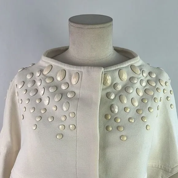 RedValentinoCream Jacket with Beaded Trim