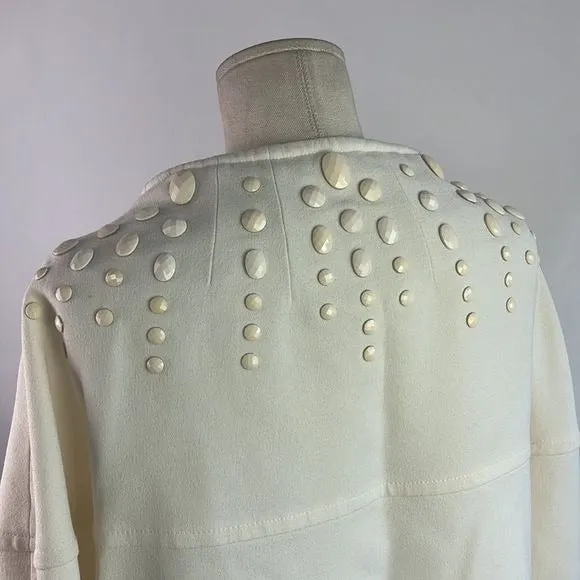 RedValentinoCream Jacket with Beaded Trim