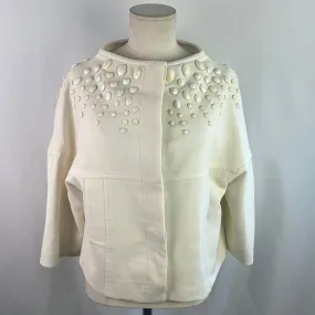 RedValentinoCream Jacket with Beaded Trim