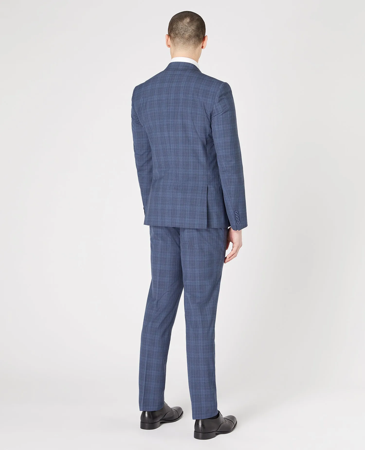 REMUS UOMO Slim Fit Wool Rich Mix & Match Check Suit/Blue - New SS23