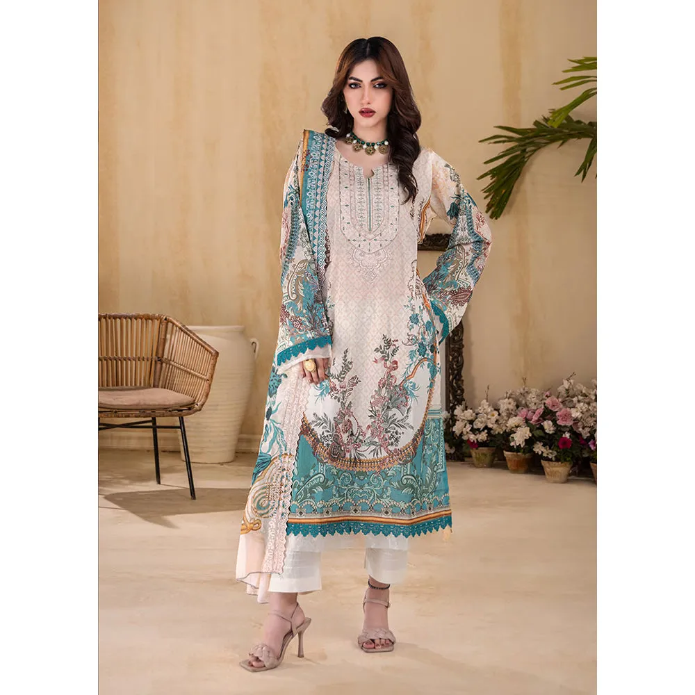 Ruby Lawn Printed Embroidered Unstitched 3Pcs Suit - 7