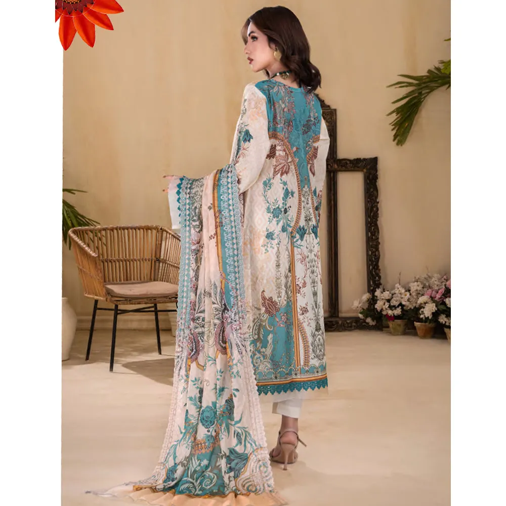 Ruby Lawn Printed Embroidered Unstitched 3Pcs Suit - 7