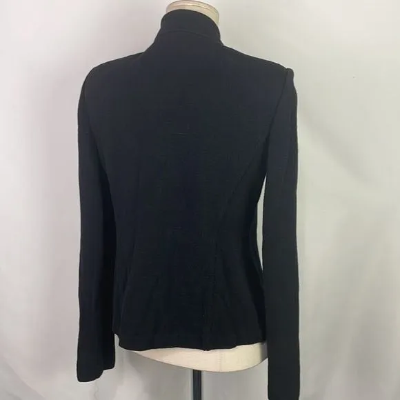 StJohnBlack Ruffle Front Vintage Knit Jacket