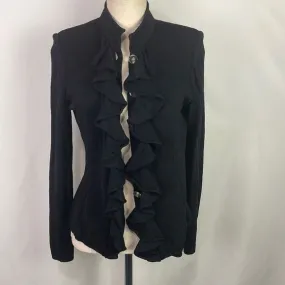 StJohnBlack Ruffle Front Vintage Knit Jacket