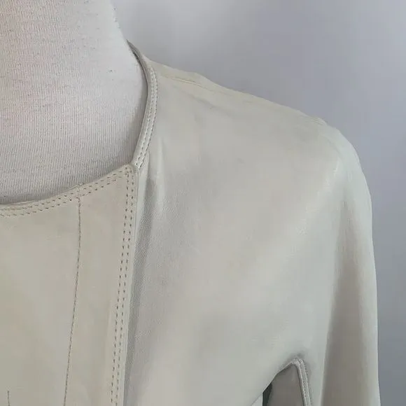 Theory NWT Cream Leather Jacket