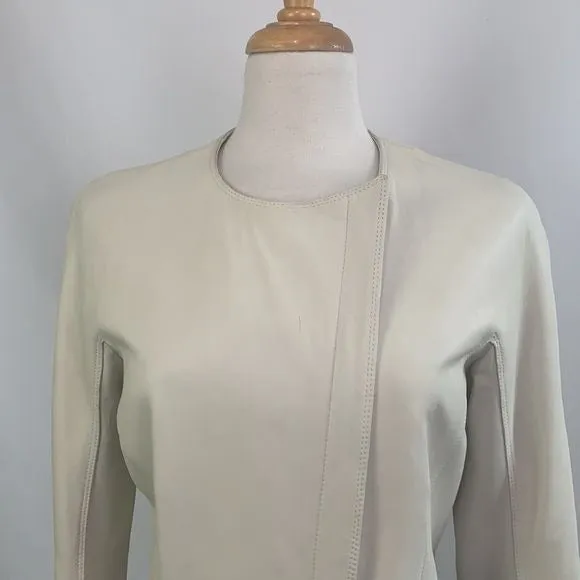 Theory NWT Cream Leather Jacket