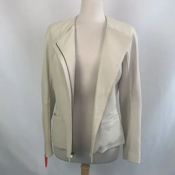 Theory NWT Cream Leather Jacket