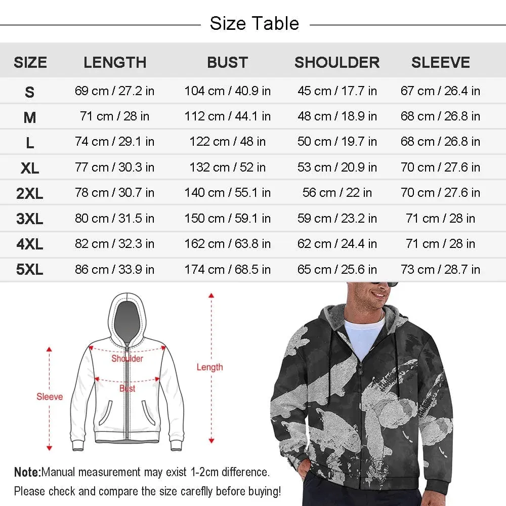 [Thick and Warm]Custom Face Green Grid Christmas Hat Full Zip Hoodie Double Layer Fleece Thickened Jacket