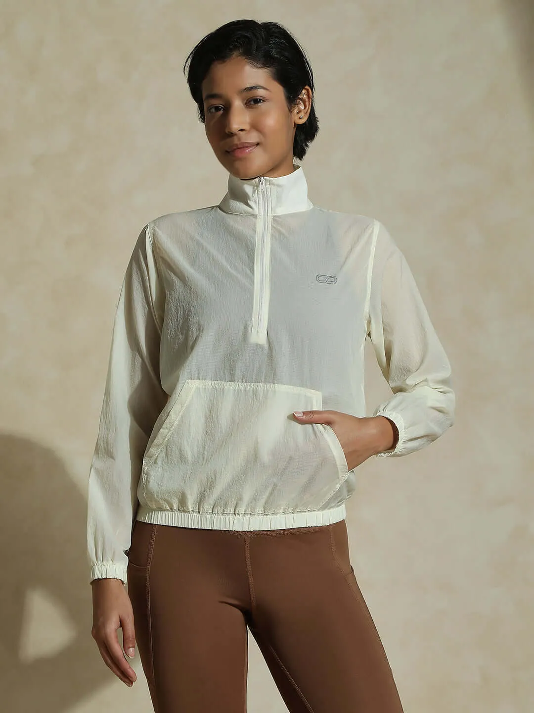 TraqLite Half Zip Performance Jacket Ecru