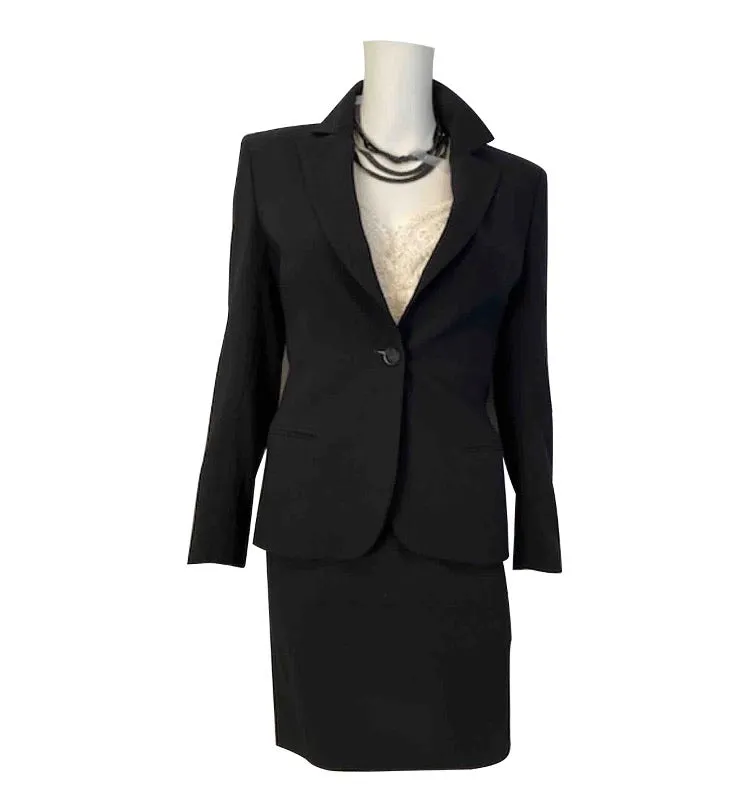 Vintage Chanel Boutique 98P, 1998 Fall Black Skirt Suit FR 38