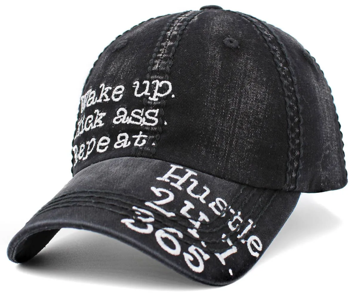 Wake up. Kick ass. Repeat Baseball Cap