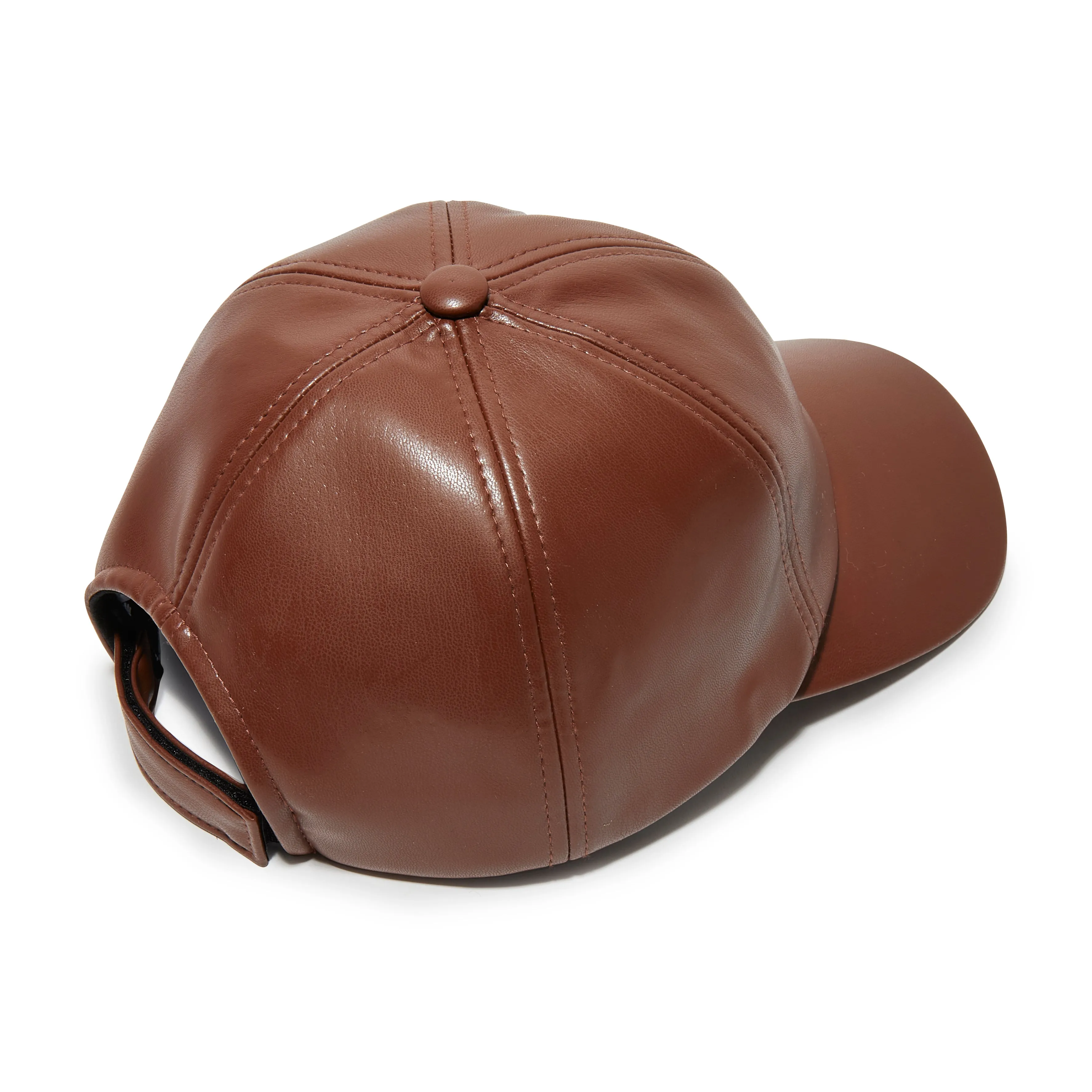 WALNUT FAUX LEATHER BASEBALL CAP