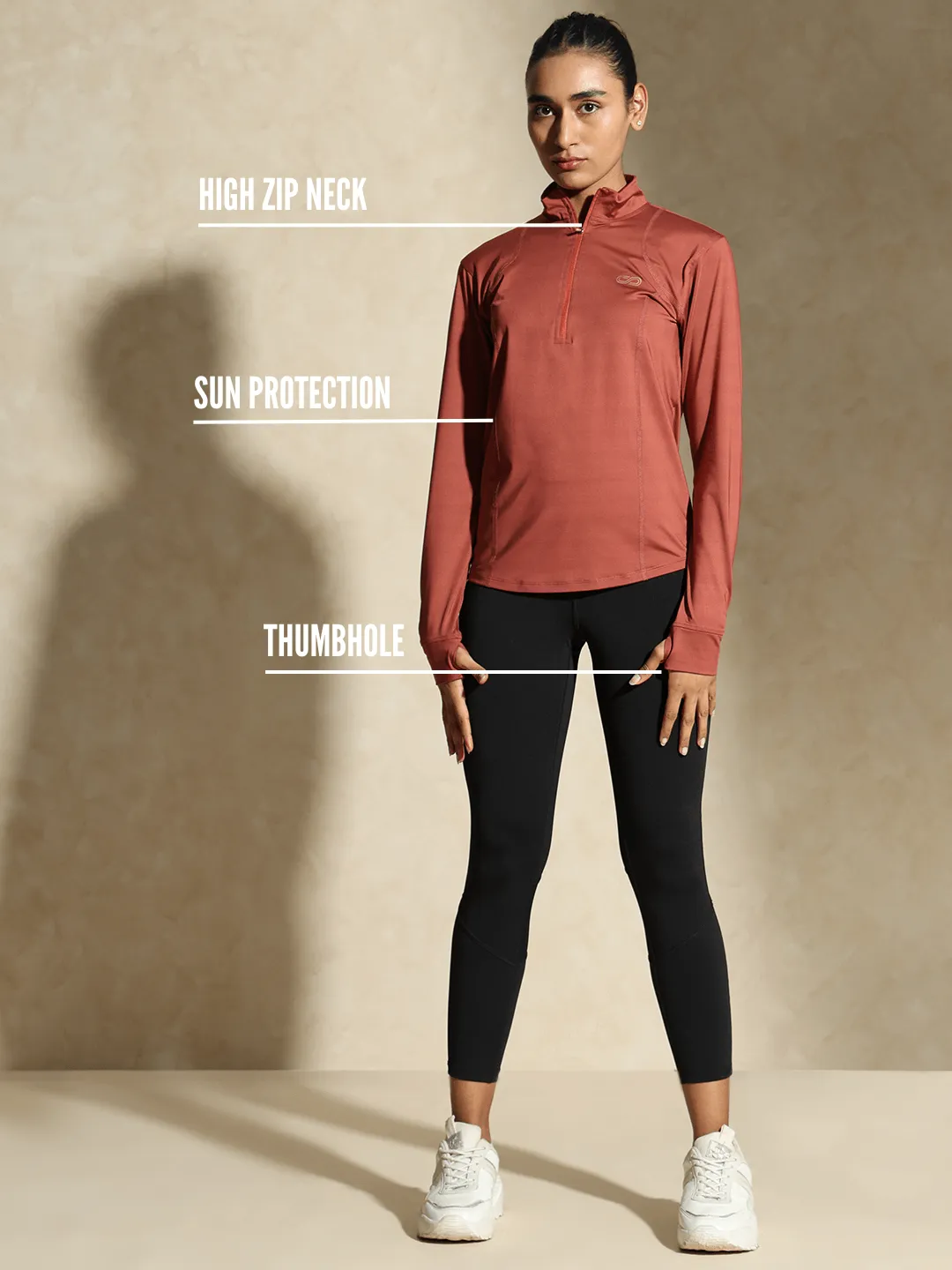 Women's Ath Runner Zip Neck Marsala