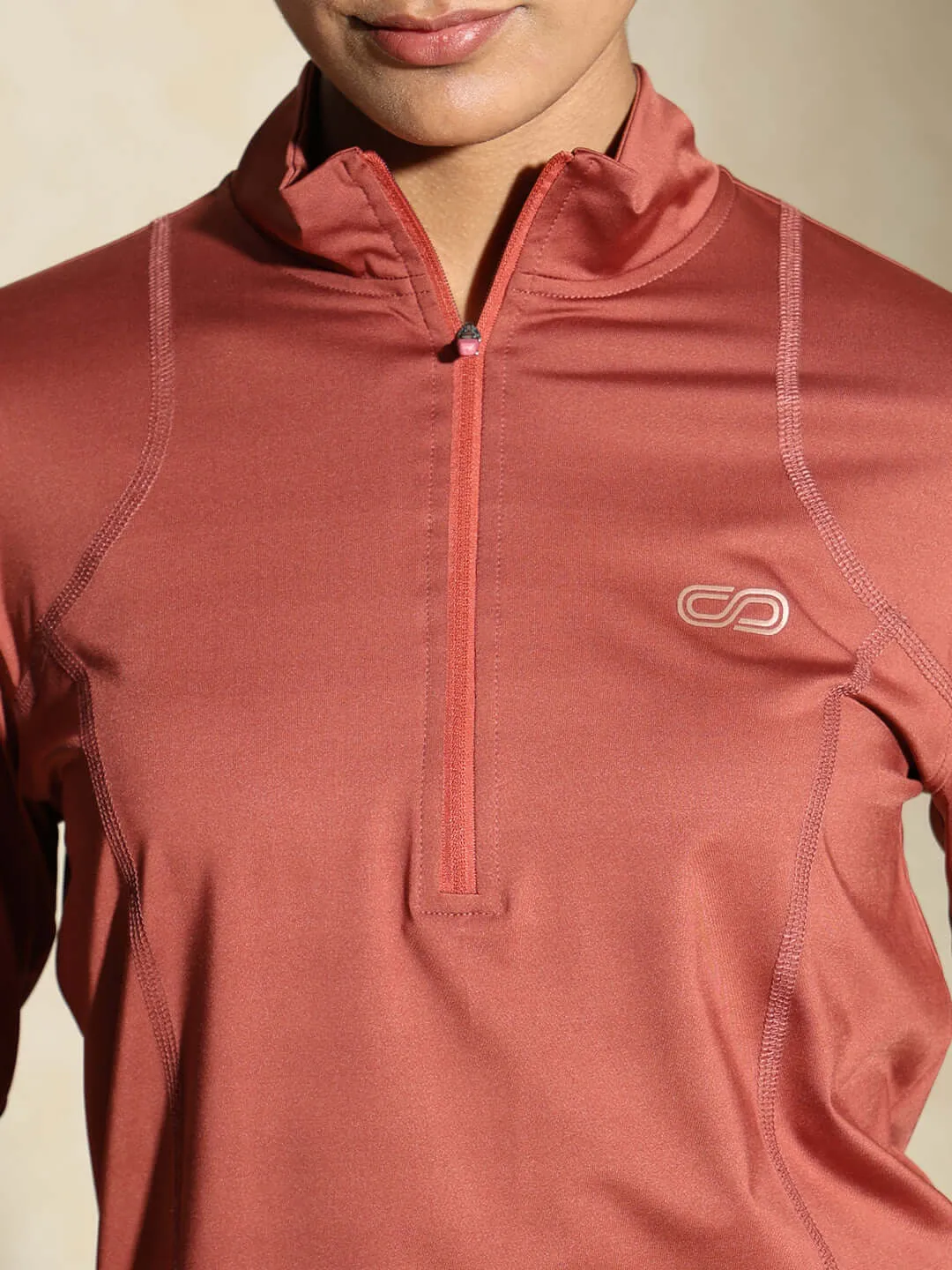 Women's Ath Runner Zip Neck Marsala