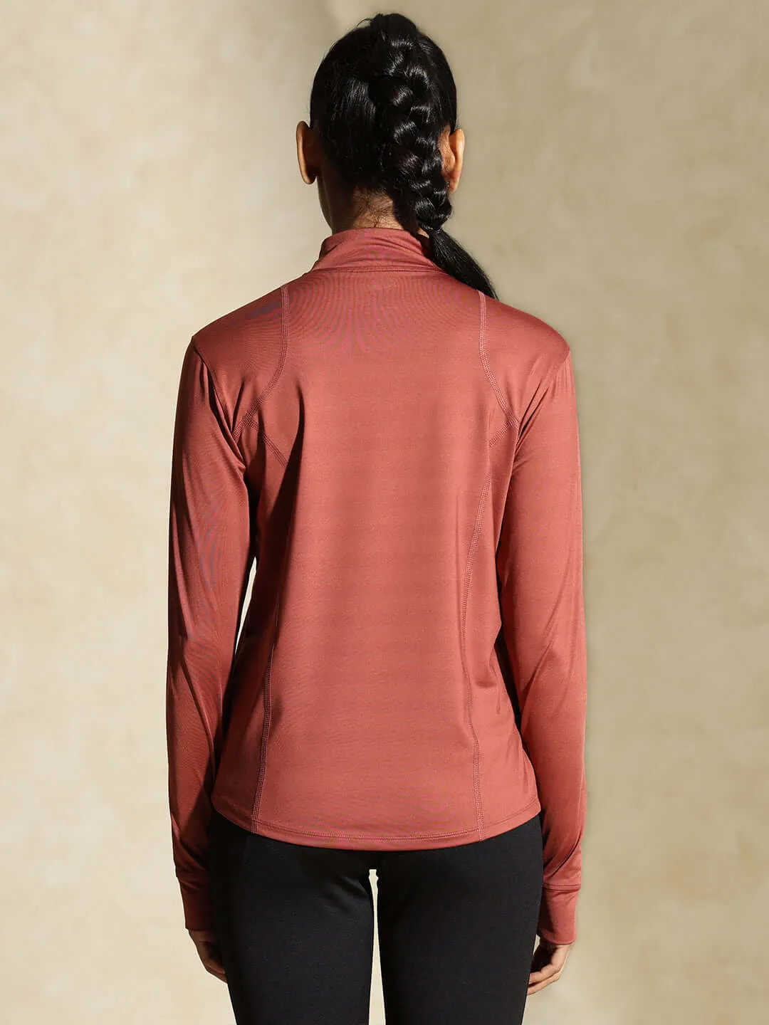 Women's Ath Runner Zip Neck Marsala