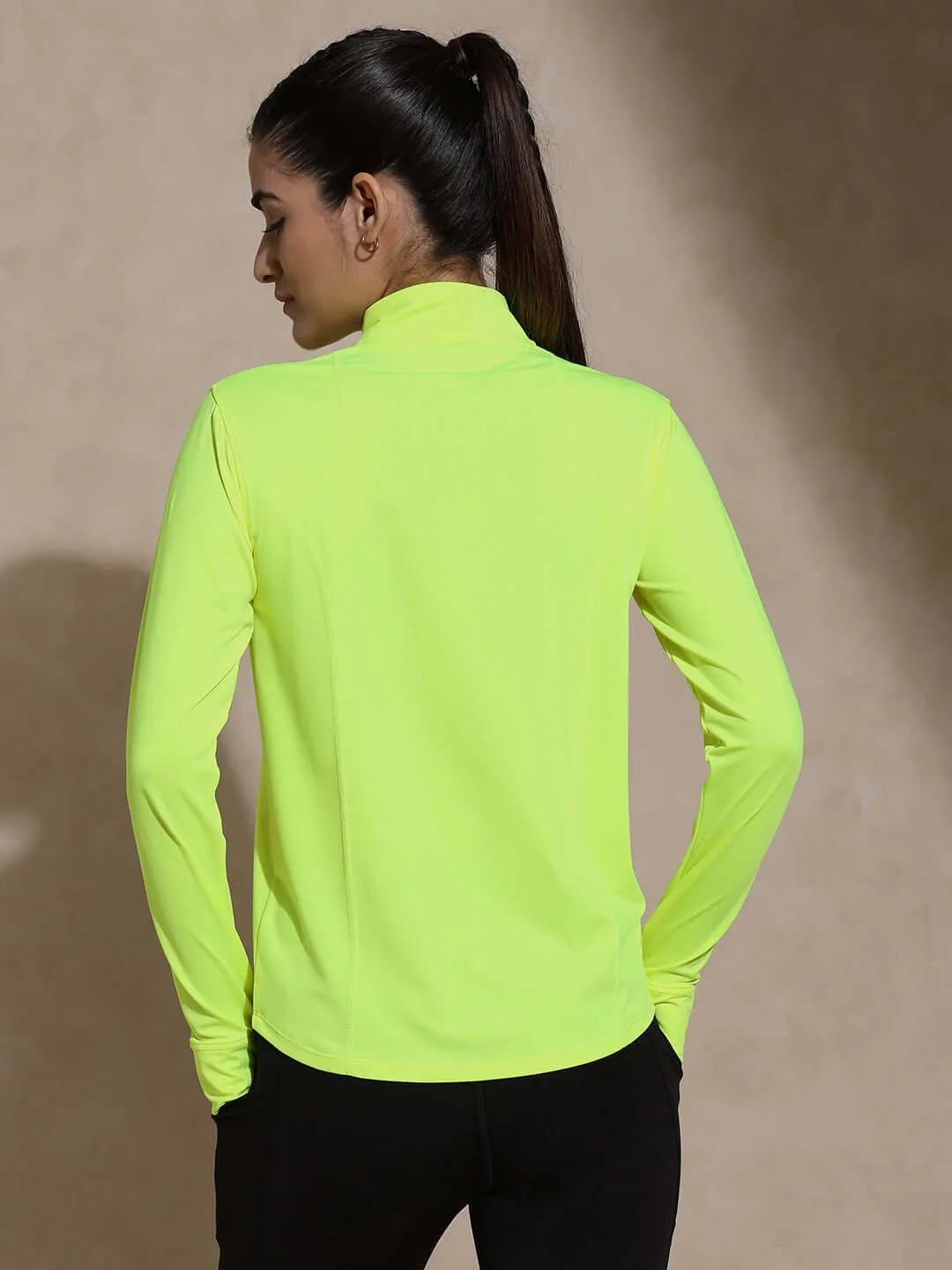 Women's Ath Runner Zip Neck Safety Yellow